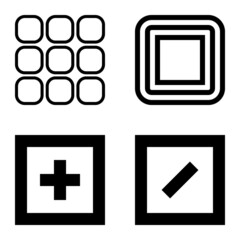 Fototapeta premium Square Flat Icon Set Isolated On White Background