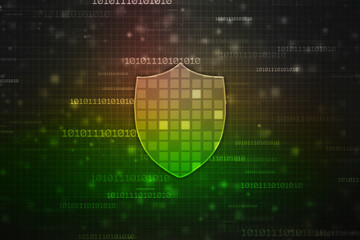 Protect and Security concept. Digital Shield on abstract technology background, Cyber security and information or network protection. Future technology web services for business and internet project