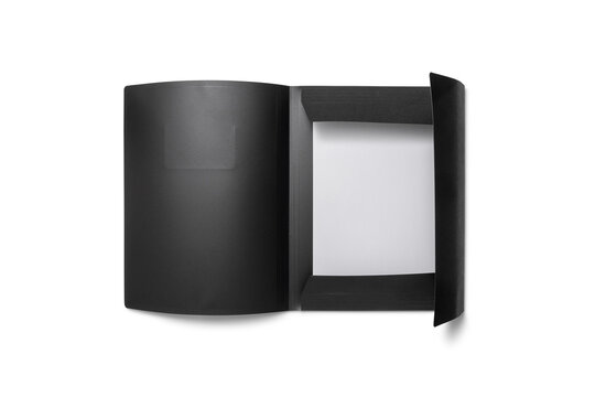 Blank black file open template on white background with soft shadows. Vector illustration 3d render.