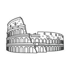 Coliseum in sketch style. Isolated vector illustration. Vector background. Old history background. 