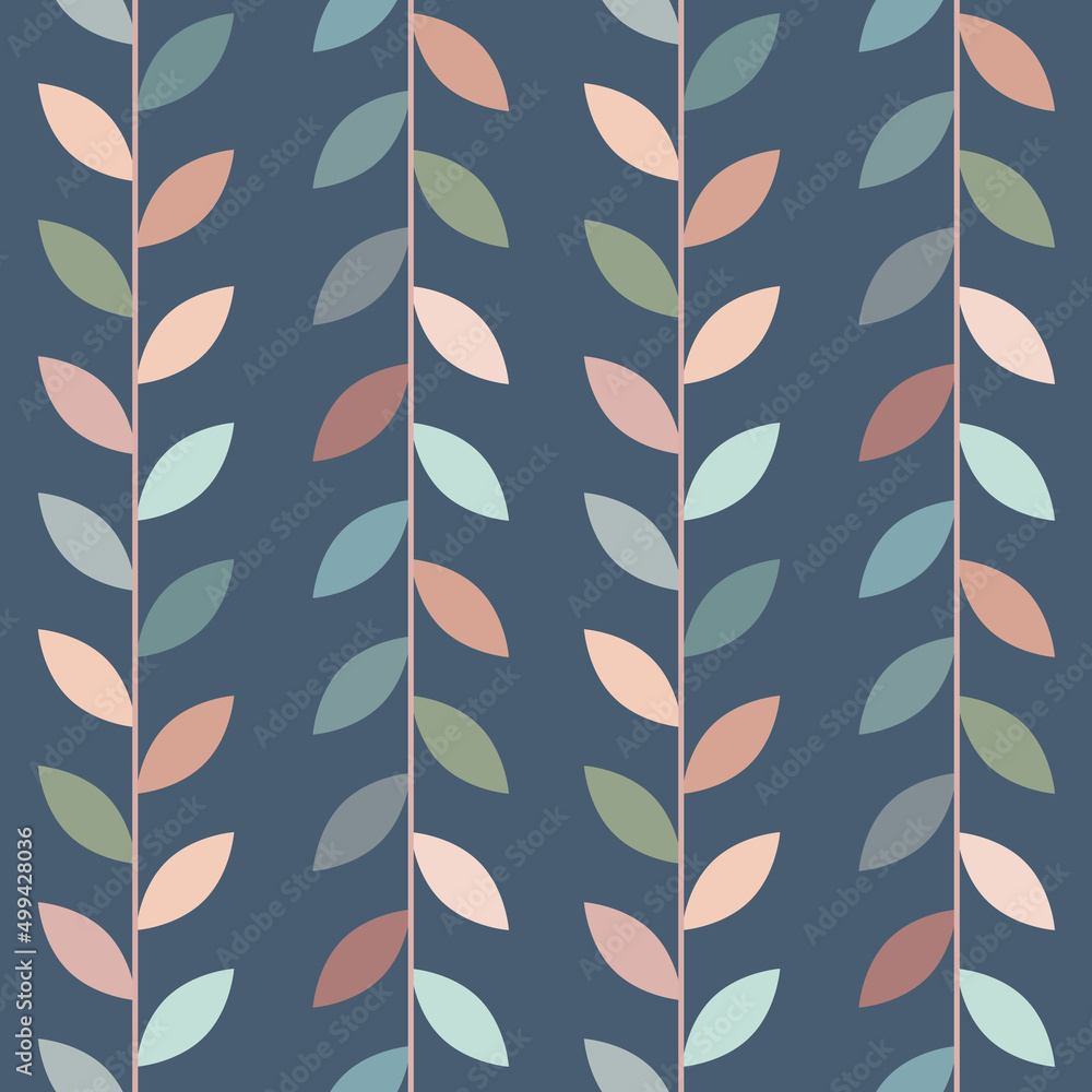Aufkleber grey and multicolored leaf vector pattern, seamless botanical print