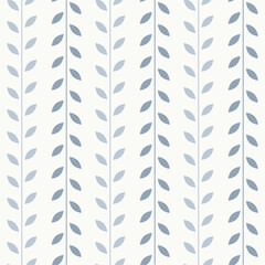 White and grey leaf vector pattern, seamless botanical print
