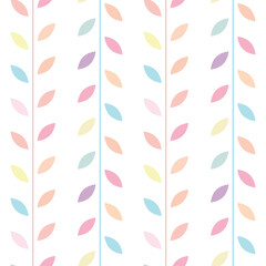 Cute, pastel leaf vector pattern, seamless botanical print, garland background