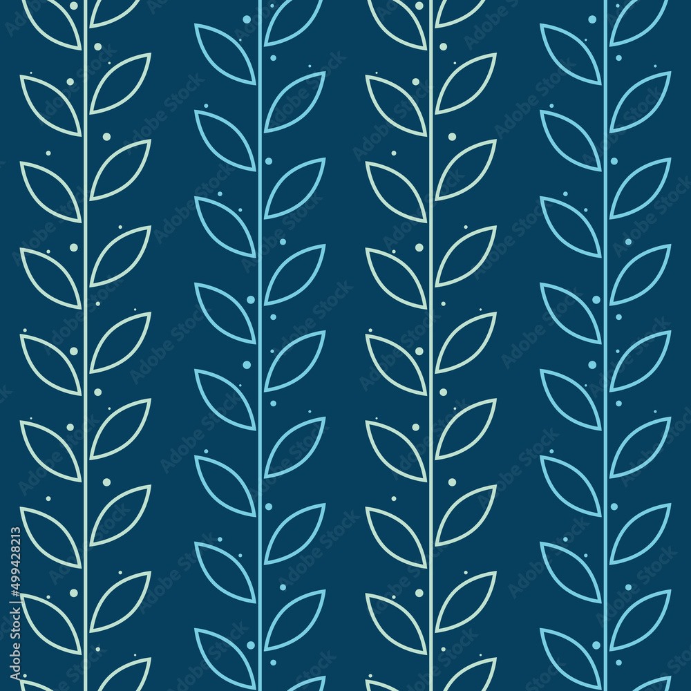 Poster magical leaf vector pattern, seamless botanical print