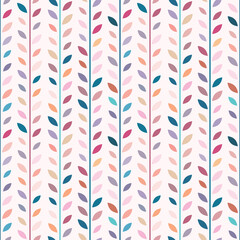 Colorful leaf vector pattern, seamless botanical print, garland background