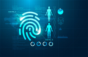 biometria, impronte digitali, riconoscimento, sicurezza digitale - obrazy, fototapety, plakaty