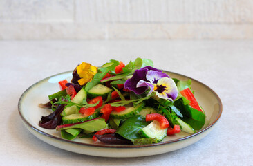 Vegetable salad with flowers