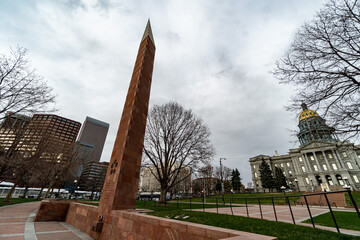 Colorado Veterans Monument in front of the Denver City and County Building in Denver, CO