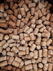 Close-up of a group of fresh wine corks