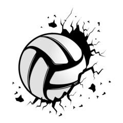 Penetrating volleyball logo illustration, vector illustration