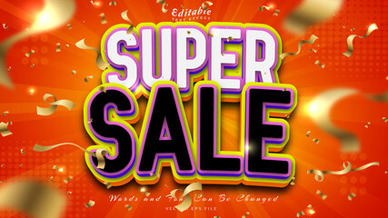 super sale 3d style editable text effect
