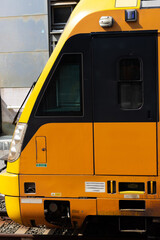 Commuter train approaching a train station in Sydney NSW Australia