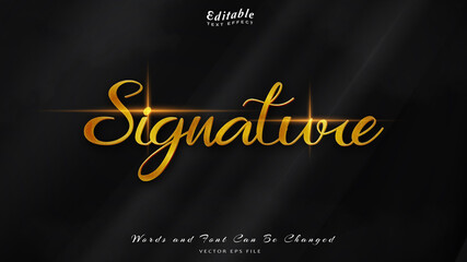 Obraz premium signature editable text effect with black wavy background. black silk luxury background.