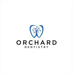 orchard dental logo design. plant tree tooth vector logotype
