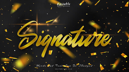 signature editable text effect with black wavy background. black silk luxury background.