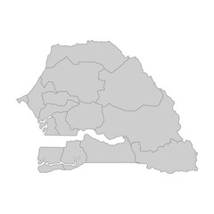 Outline political map of the Senegal. High detailed vector illustration.