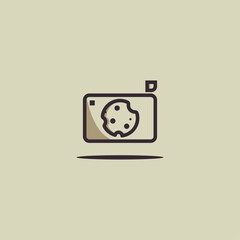 Camera logo template with cookies. Vector illustration