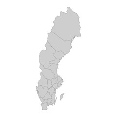 Outline political map of the Sweden. High detailed vector illustration.