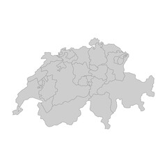 Outline political map of the Switzerland. High detailed vector illustration.