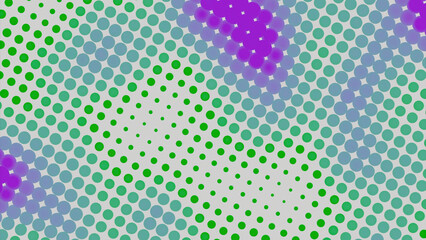 Moving multicolored spots on dot pattern. Design. Effect of heat waves from dot pattern on white background. Beautiful animation with heat spots appearing in moving stream of dots