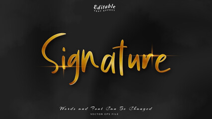 Obraz premium signature editable text effect with black wavy background. black silk luxury background.