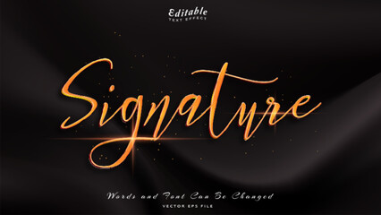 signature editable text effect with black wavy background. black silk luxury background.