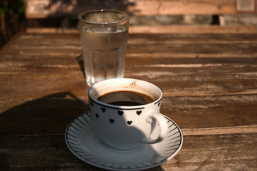 Cup of coffee on the table.