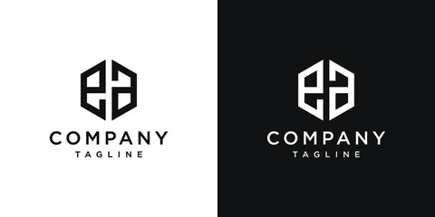 Creative Letter EA Monogram Hexagon Logo Design Icon Template White and Black Background