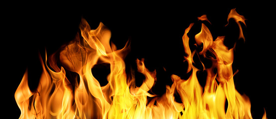 yellow fire hot stripe isolated on black