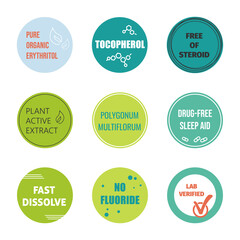 Product ingrdient sticker set for product packaging
