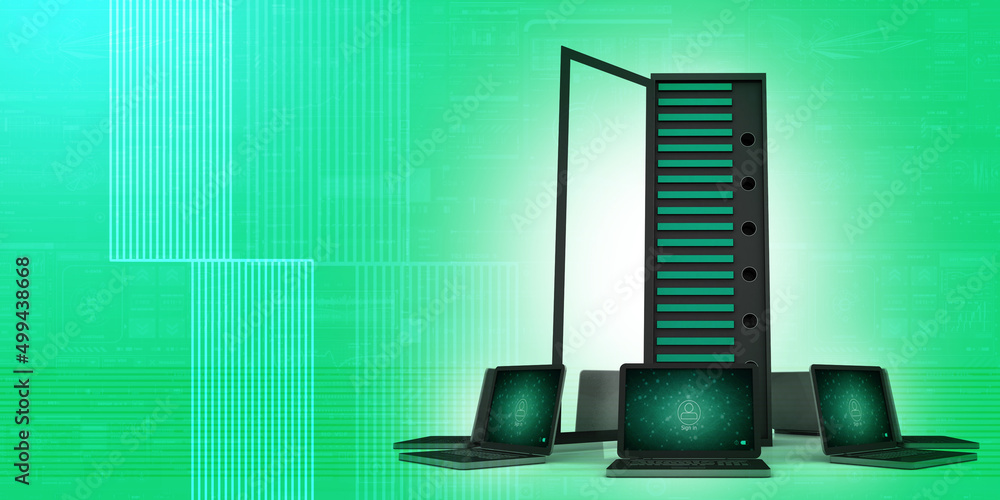 Aufkleber 3d illustration data center server connected computer network