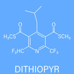 Dithiopyr preemergent herbicide molecule, skeletal chemical formula.