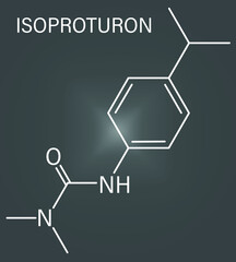 Isoproturon herbicide molecule. Skeletal chemical formula.