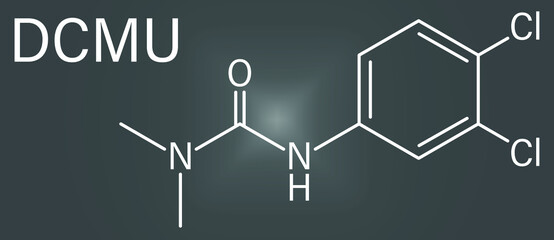 Fototapeta premium Diuron (DCMU) herbicide molecule, skeletal chemical formula.