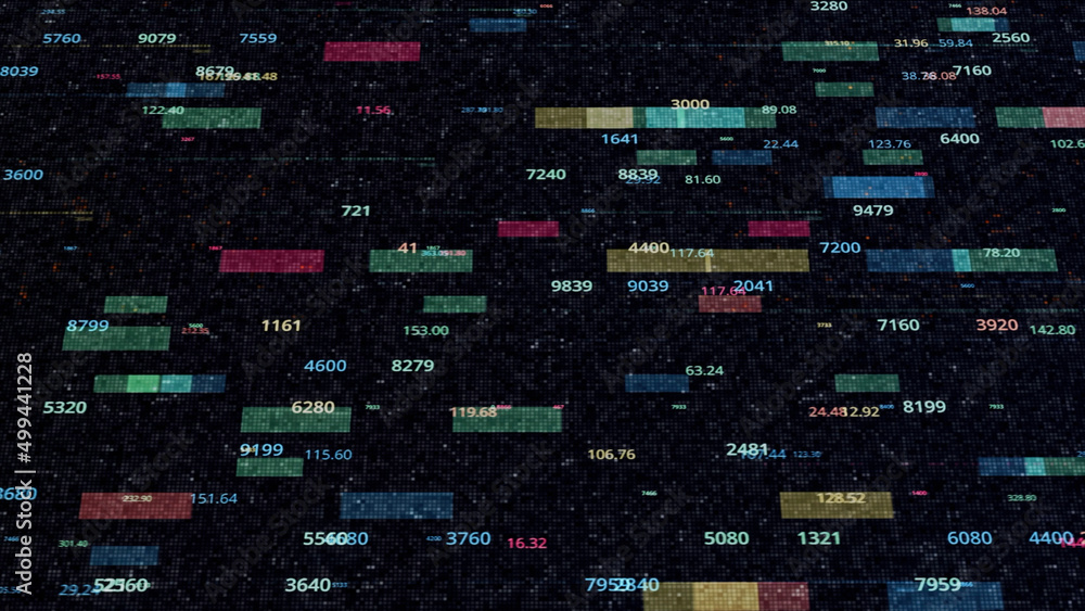 Poster random big data digital code on a black background, seamless loop. animation. futuristic information