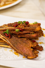 A crispy and delicious Guangxi dish, pork fan bone with salt and pepper