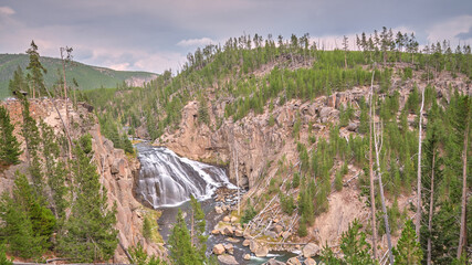 Waterfall in Yellowstone Long exposure, ND filter, Wide Angle