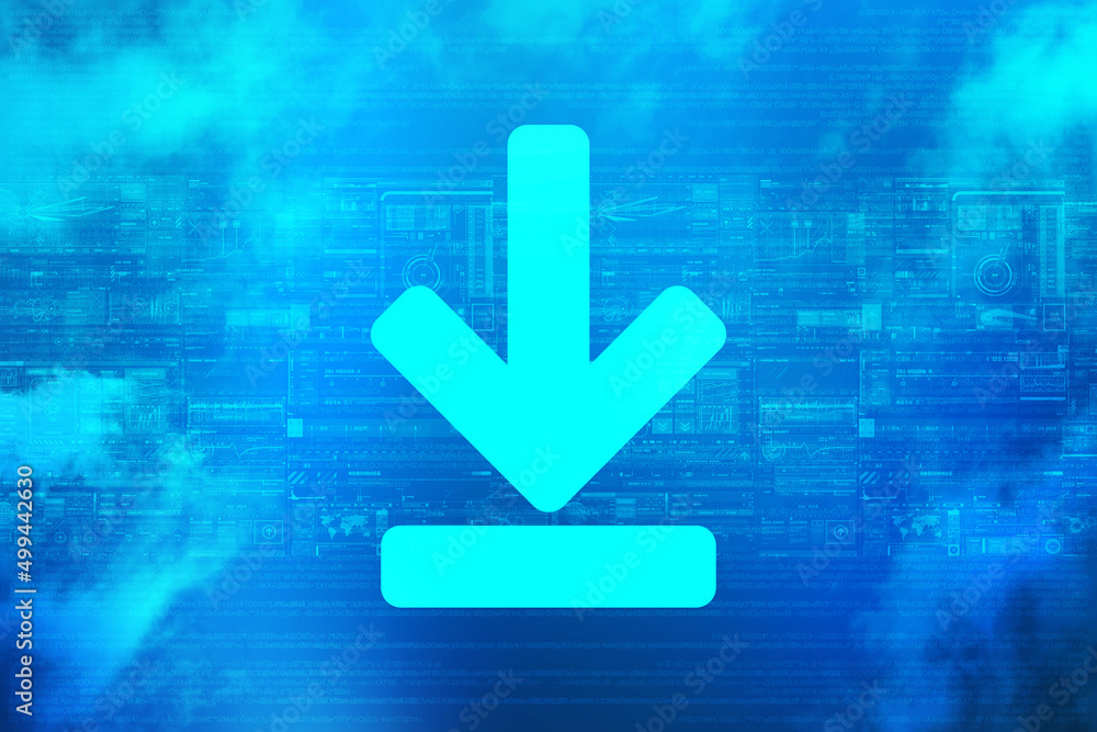 Poster 2d rendering downloading arrow icon