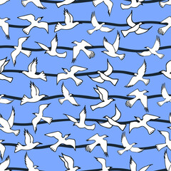 Birds seamless pattern. Stock vector illustration eps10.