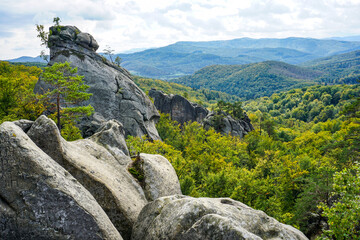 mountain landscape with rocks (Dovbusha Rocks in Ukraine)
