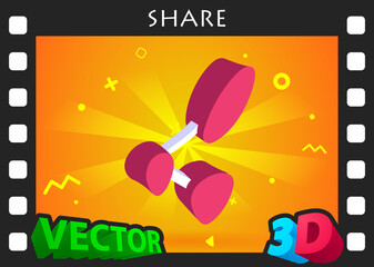 Share isometric design icon. Vector web illustration. 3d colorful concept