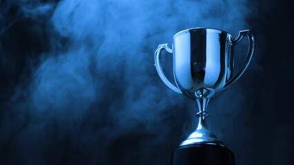 Silver Trophy award competition with smoke in the dark 