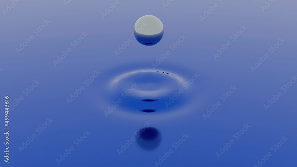Poster colorful gradient animation of a sphere falling down and flying up above water surface. design. brig