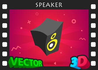 Speaker isometric design icon. Vector web illustration. 3d colorful concept