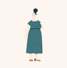 People portrait - Women -Modern flat vector concept illustration of standing elderly woman, user avatar, full-length portrait. Creative illustartion, feminism protest, girl power, ethnicity diversity
