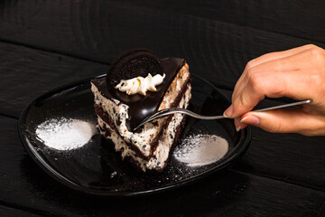 Chocolate mousse dessert. Chocolate cake