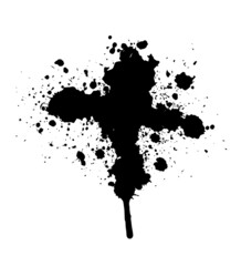 Black blotted cross. Vector illustration