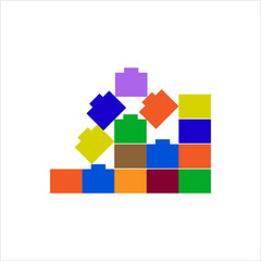 Obraz premium Toy Blocks Icon, Kids Children Block Building Toy