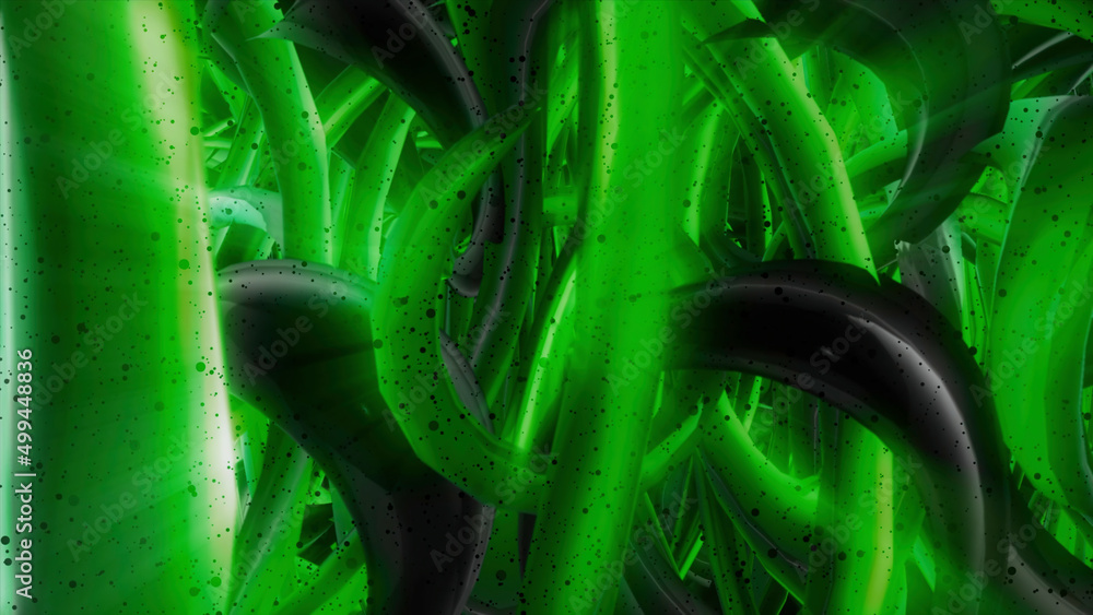 Poster 3d animation of moving bends. motion. amazing animation with colorful 3d curves moving like liquid. 