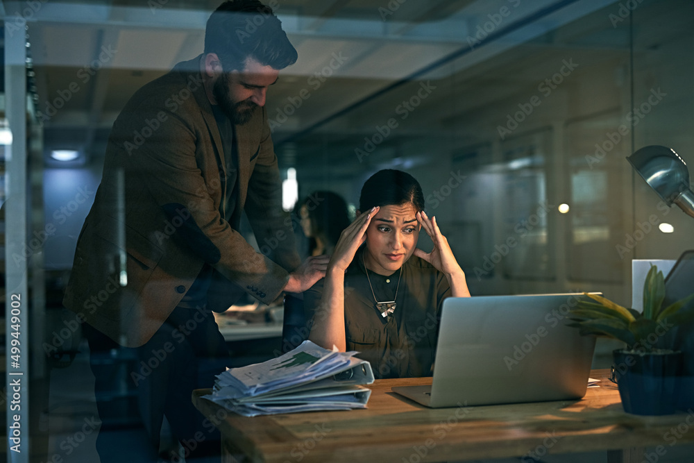 Poster I just cant deal anymore.... Shot of a young woman looking stressed while her colleague tries to console her.